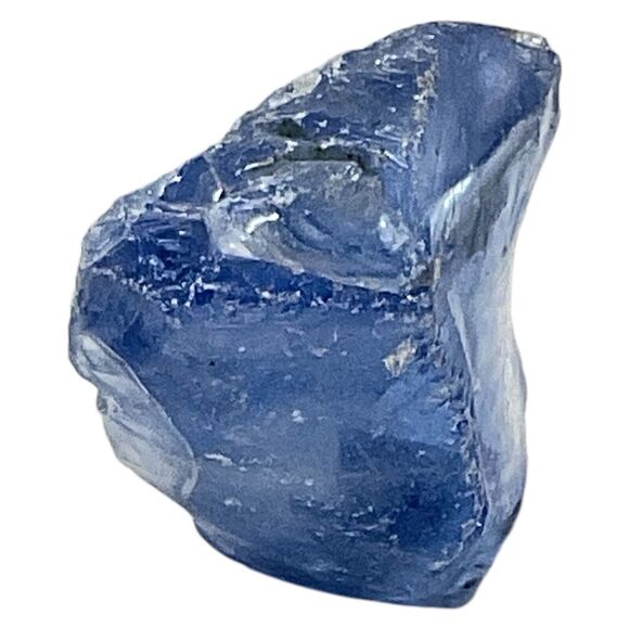 Satin Blue Layered Art Glass Cullet Glowing Manganese Slag Glass #5GL36 - Picture 4 of 8